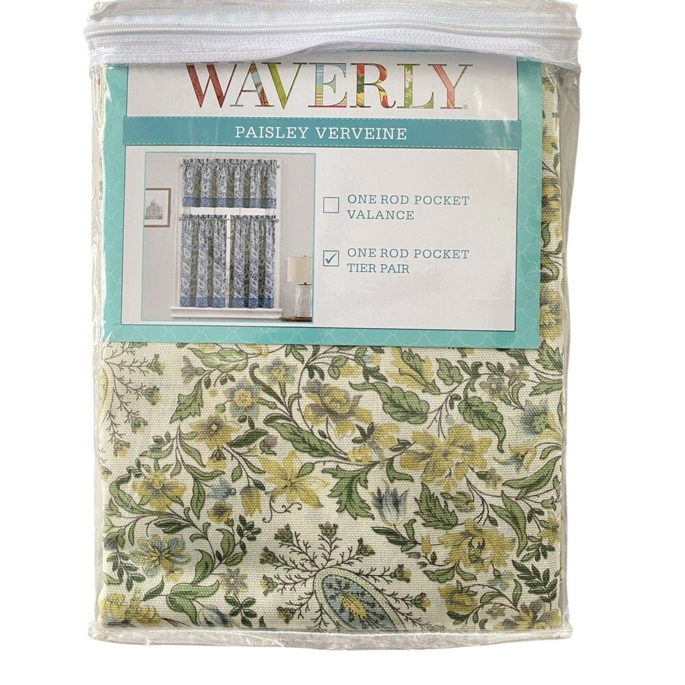 Waverly Paisley Verveine Window Tier Pair, 52X36